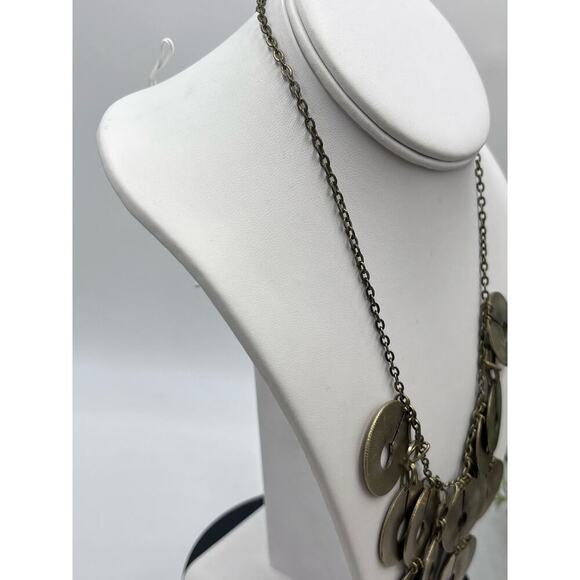 Vintage Berry Signed Brass Gold Copper Coin Disc Bib Necklace - Picture 5 of 10